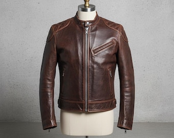 Herren Distressed Brown Leder Cafe Racer Jacke | Vintage-Stil Moto Biker Mantel