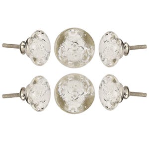 Clear Bubble Glass Cabinet Knobs Set of 6 | Sphere Glass Drawer Pulls for Kitchen Cupboard Dresser Wardrobe Hardware