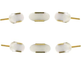 Conjunto de 6 puxadores ovais de mármore branco, puxadores de pedra natural para armários, puxadores minimalistas e modernos para gavetas, puxadores de luxo para cômodas em mármore branco.