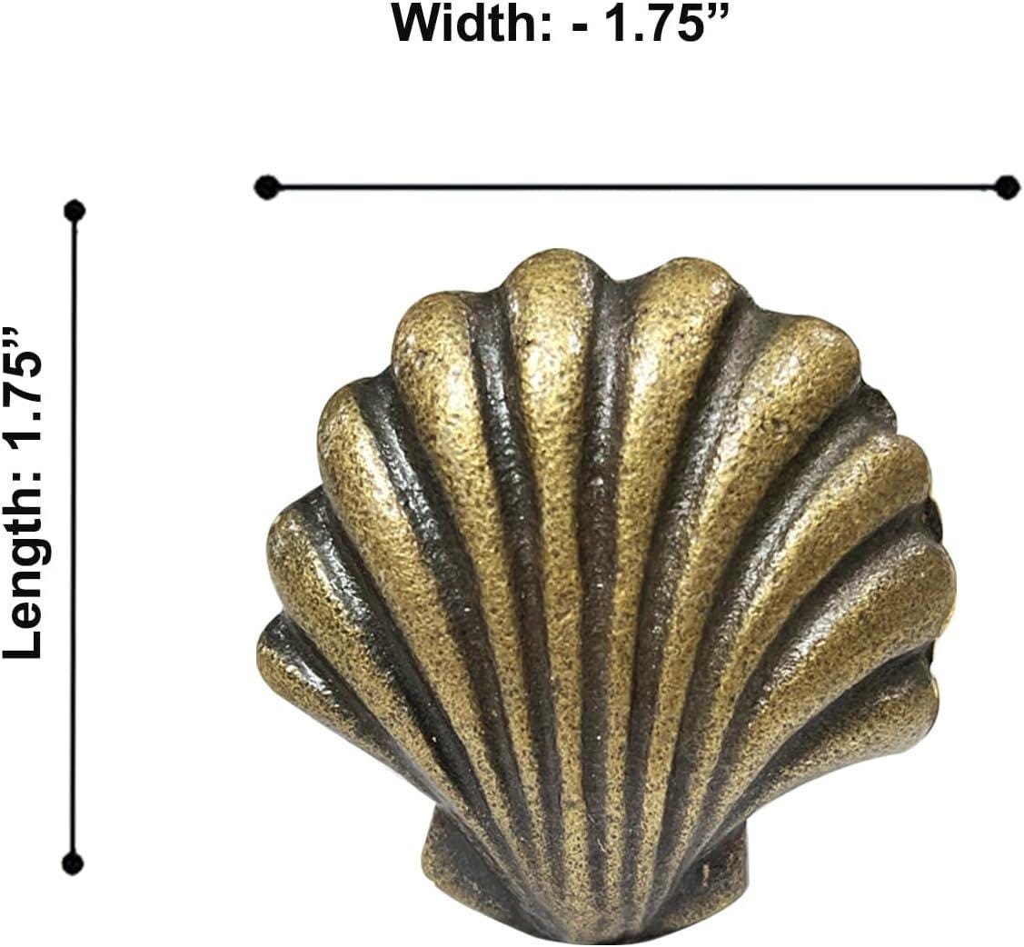 Set of 6 Beach Shell Metal Cabinet Knobs Coastal Scallop Shell Drawer ...