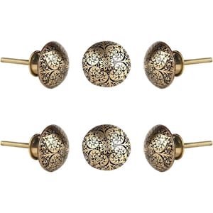 Black Bologna Cabinet Knobs – Set of 6 Modern Black Furniture Knobs | Decorative Hardware Pulls for Dressers, Cupboards, and Kitchen Drawers
