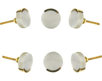 Conjunto de 6 puxadores redondos de mármore branco, puxadores de gaveta em pedra natural, puxadores minimalistas de mármore branco para armários, ferragens modernas de luxo para móveis.