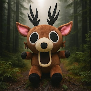 El ciervo de peluche – 99 noches en el bosque | Criatura del bosque kawaii grande | Peluche de ciervo suave, peluche de bosque fantástico