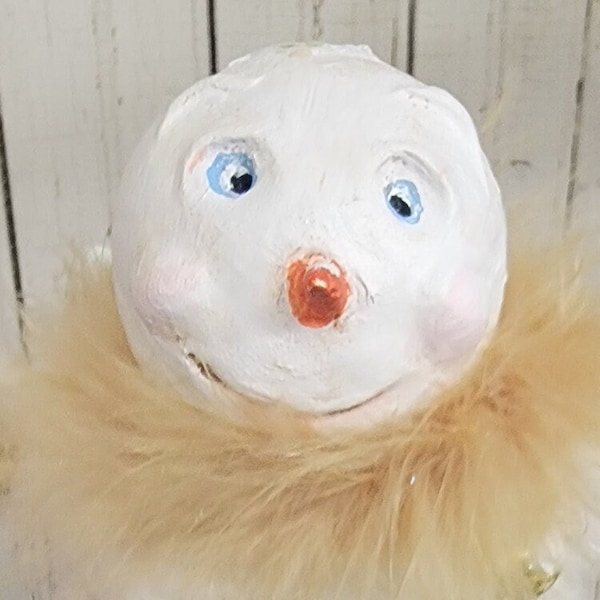 Folk snowman vintage Christmas primitive Christmas paper mache snowman creepmas