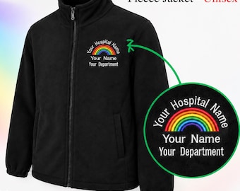 Custom Rainbow Fleece Jacket, Embroidered Name & Department, Healthcare Staff Gift