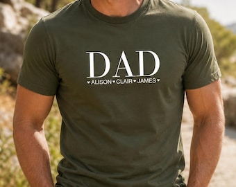 子供の名前入りカスタムパパシャツ、パーソナライズされたパパプリントTシャツ、史上最高のパパTシャツ、新米パパへの父の日ギフト、パパの誕生日ギフト