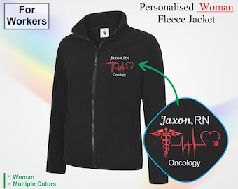 Custom Medical Assistant Zip Up Fleece Jacket, Embroidered Nurse Coat, Personalised RN Workwear Fleece Jacket, Nurse School Graduation Gift