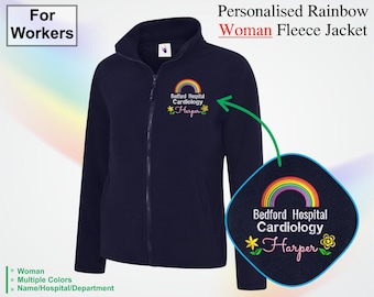 Personalised Embroidered Nurse Fleece Jacket, Custom Name Badge Nursing Zip Up Jacket, Medical Student Uniform, Nurse Gift Workwear Jacket
