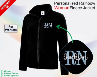Benutzerdefinierte Name RN bestickte Fleece-Jacke, personalisierte Krankenschwester-Zip-Mantel, Krankenpflege-Studenten-Geschenkjacke, Arzthelferin RN Graduierung Geschenkjacke