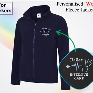 Custom Embroidered Nurse Fleece Jackets, Personalised Name Monogramed Womens Full Zip Jacket, Thank You Doctor Nurse, Medical Student Gifts
