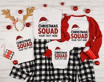 Christmas Squad Matching Family T-Shirts, Custom Holiday Winter Squad Shirt, Personalized Family Christmas Tee, Xmas Squad Gift For Family