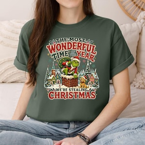 Grinchh Christmas T-Shirt, Vintage Christmas Movie Printed Tee, Funny Grinchh Graphic Shirt, Stealing Festive Holiday Tees, Christmas Gifts