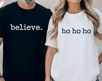 Custom Name Merry Jolly Christmas Shirt, Personalized Matching Couple Holiday Tee, Funny Xmas Couple T-Shirt, Christmas Gift For Couples