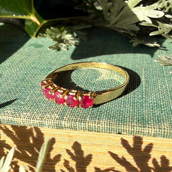 The Rooibos Ruby Ring - Vintage Solid 10K Yellow … - image 2