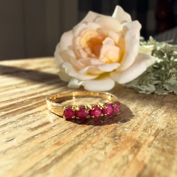 The Rooibos Ruby Ring - Vintage Solid 10K Yellow … - image 1