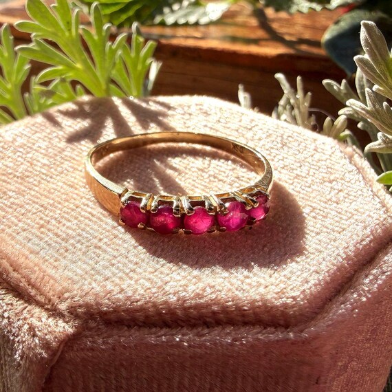The Rooibos Ruby Ring - Vintage Solid 10K Yellow … - image 6