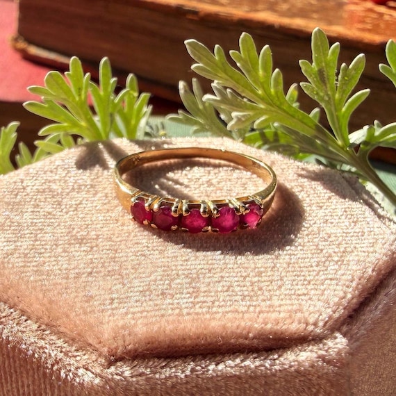The Rooibos Ruby Ring - Vintage Solid 10K Yellow … - image 8