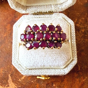 The Pamplona Ring - Vintage Solid 10K Yellow Gold and Natural Ruby Cocktail Ring