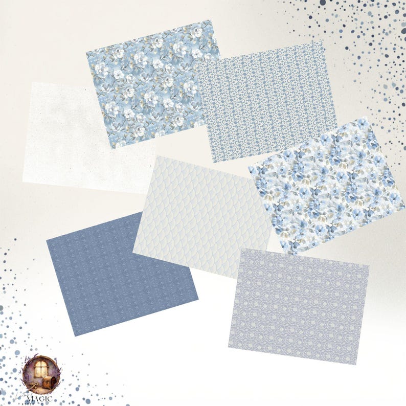 French Blue Floral Junk Journal Kit | Shabby Chic Ephemera Booklet ...