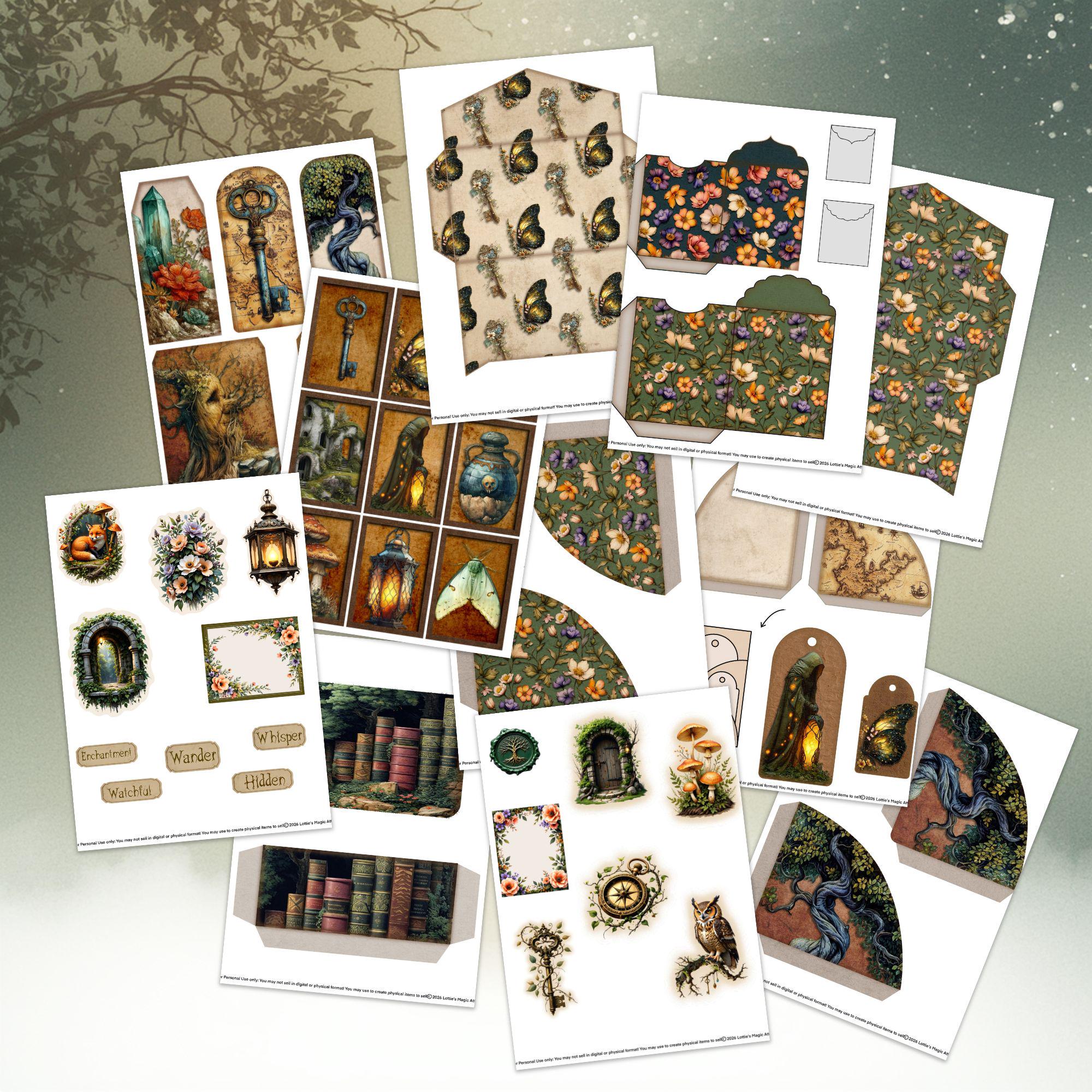 Enchanted Forest Junk Journal Kit | Fantasy Background Papers (digital ...