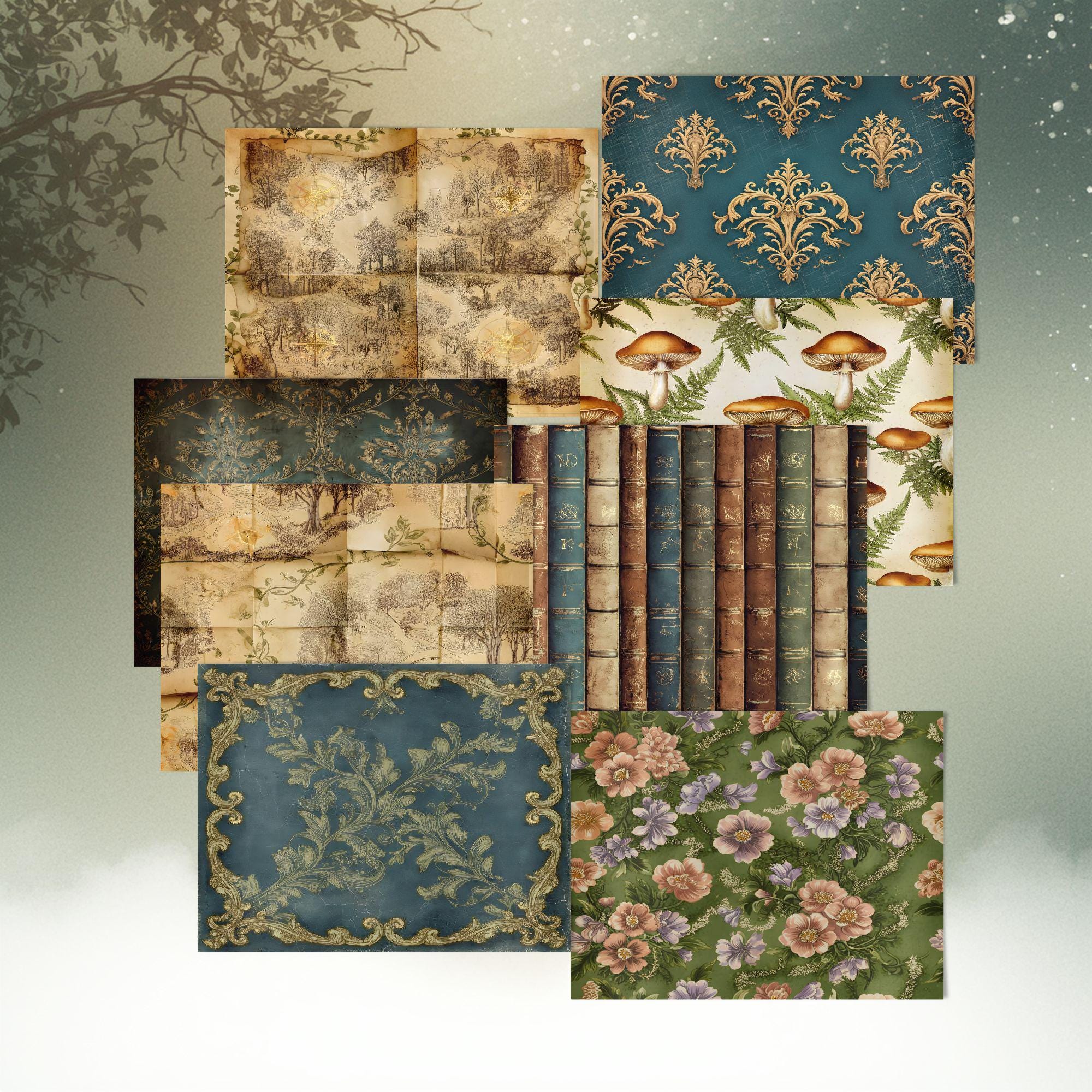 Enchanted Forest Junk Journal Kit | Fantasy Background Papers (digital ...