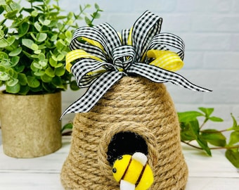 Rope Beehive, Bee Skep, Bee Decor, Tiered Tray Bee Decor, Bee Theme, Bee Tiered Tray, Honey bee, Summer Decor