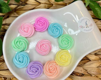 Fake Swirl Rosette Cabochons, Fake Rosette Embellishment, Set of 6, Fake Frosting, Fake Cake Supplies, Fake Candy, Fake Meringue