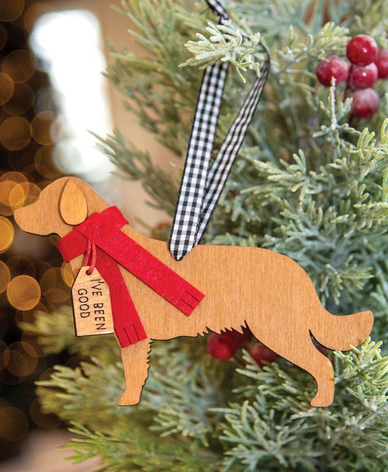 Golden Retriever Christmas Ornament – Wooden Dog, Pet Lover Gift