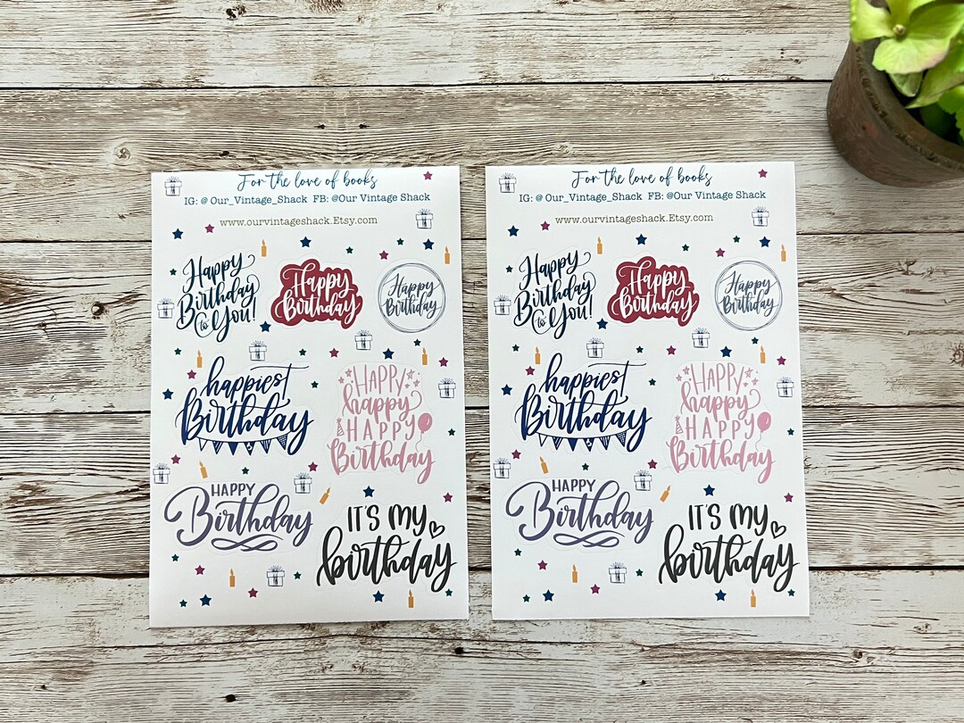 Cute Happy Birthday Vinyl Stickers Ready to Ship Stickers Etsy
