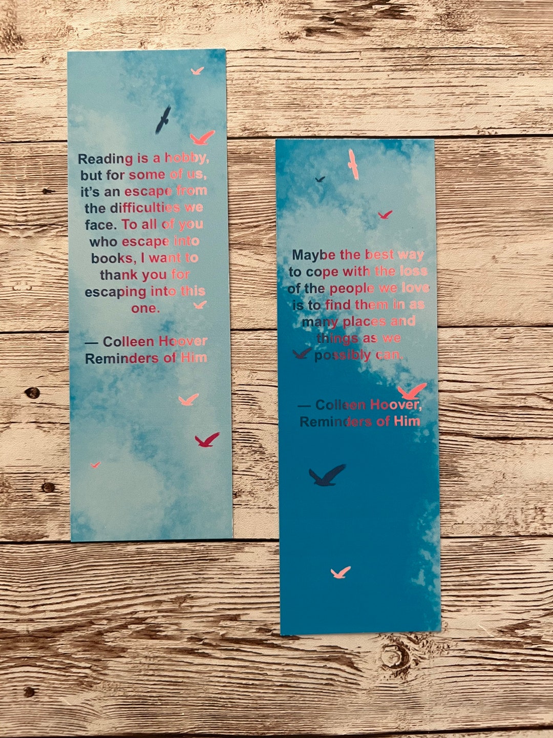 Colleen Hoover Bookmarks Set of Reminders of Him Themed Etsy Denmark