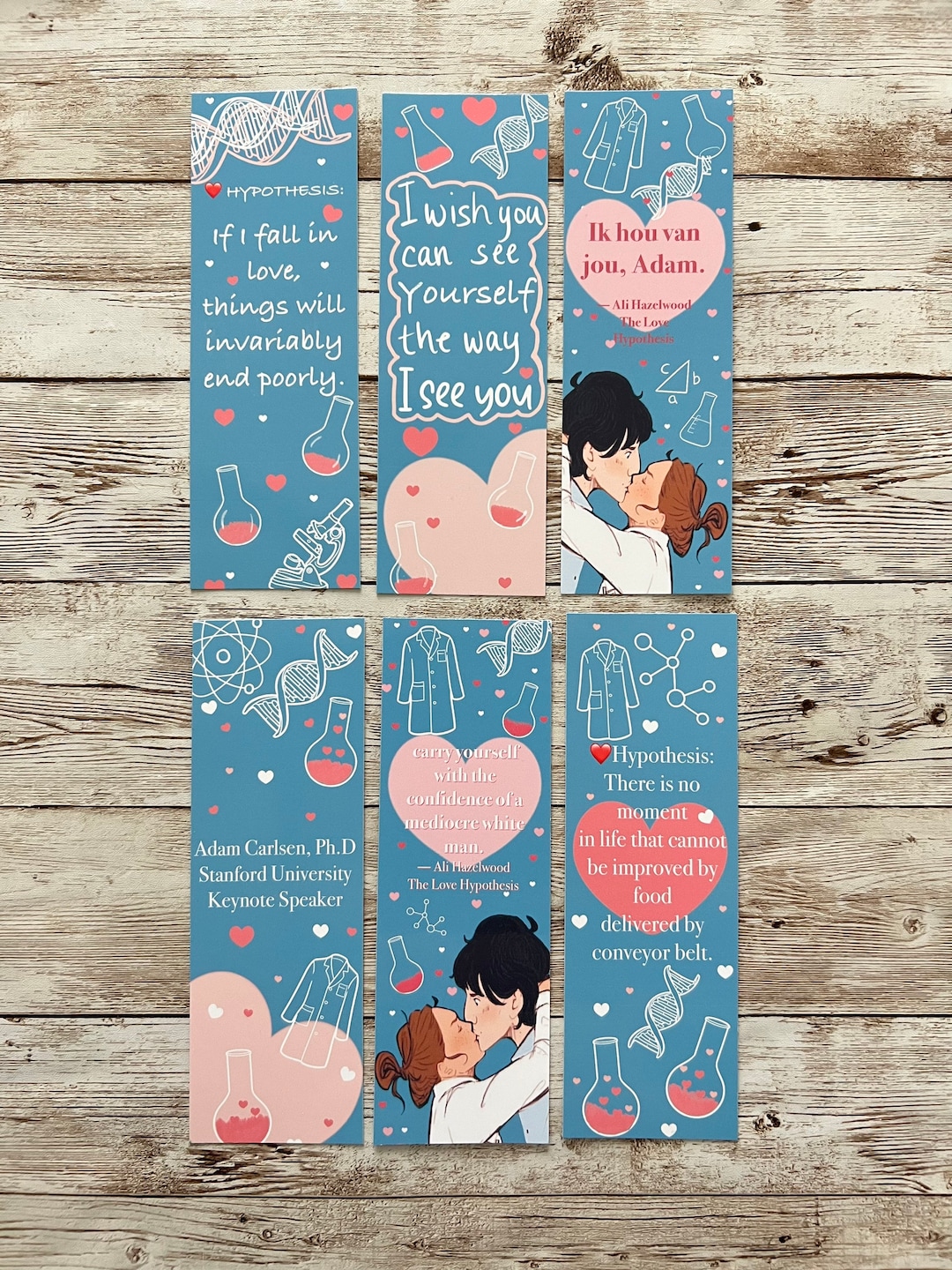 Ready-to-ship! Set of 6 the Love Hypothesis Bookmarks, Print