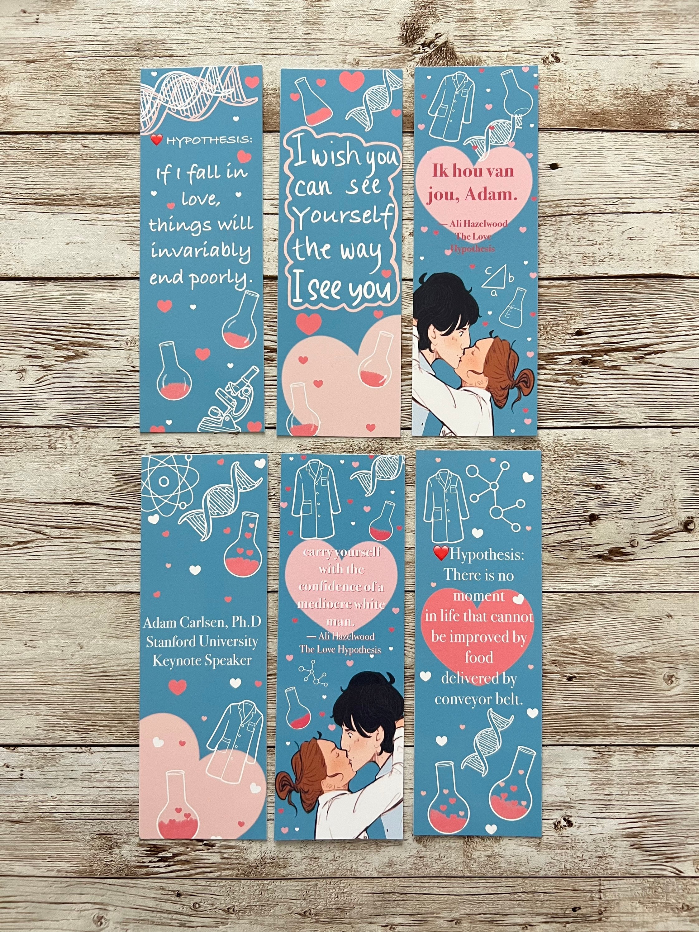 Buy Ready-to-ship Set of 6 the Love Hypothesis Bookmarks, Print Bookmarks,  Literature, Book Gift, Blind Date Book, Book Worm Online in India 