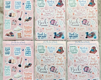 Cute Book Lovers Quotes Vinyl Stickers, Ready to Ship, Stickers for Laptops, Planners, Scrapbooks