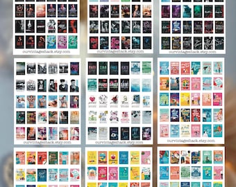 May include: A digital download of 270 contemporary romance book covers. The covers are arranged in a grid of nine columns and thirty rows. The covers feature a variety of colors, fonts, and illustrations. The covers are all in a square format. The text "ourvintageshack.etsy.com" appears at the bottom of each of the nine grids.