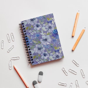 Cahier à spirale à motif floral lavande | En pointillé