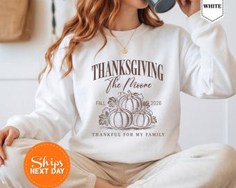 Custom Family Thanksgiving Sweatshirt, Personalized Fall Hoodie, Matching Holiday Gathering Crewneck, Autumn Celebration Gift for Adult Kids