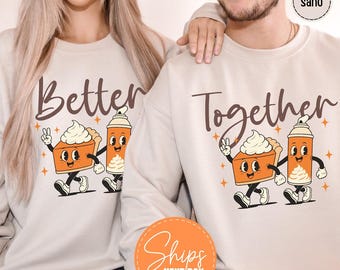 Funny Thanksgiving Sweatshirt, Matching Couples Hoodie, Retro Turkey Day Crewneck, Pumpkin Pie Graphic Sweater, Family Holiday Gift