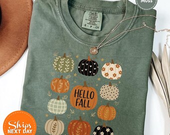 Boho Pumpkin Shirt, Cute Fall Graphic Tee, Autumn Cottagecore Harvest Shirt, Thanksgiving Gift, Cozy Pumpkin Tee, Cozy Fall Shirt, Fall Tee