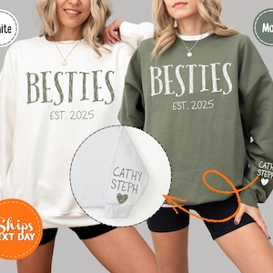 Personalized Besties Sweatshirts, Matching BFF Outfits, Custom Est. Year, Best Friend Gift Hoodie, Friendship Sweatshirt
