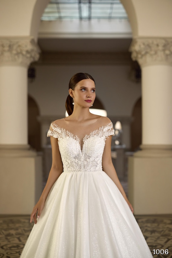 slim fit dress slacks Glitter Corset Gown with Beaded Stripes & Sheer Tulle Overskirt CDCB158