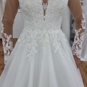 Elegant Lace Princess a Line Wedding Dress With Long Sleeves and ...