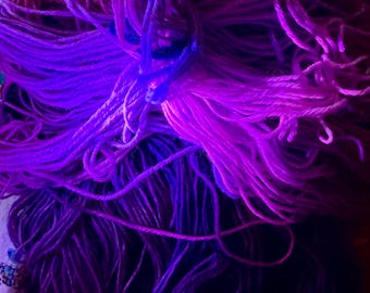 Blacklight Reactive Hand Dyed Sock Yarn Gothic Vampirecore UV Neon Pink Purple Fingerling Merino Indie Dyed Yarn