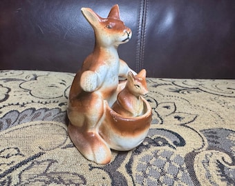Vintage Mid-Century Kangaroo & Joey Salt and Pepper Shaker Set