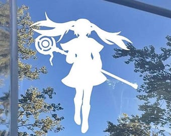 5in White Haired Elf Girl Vinyl Window Decal Anime Derivative Fan Art Bumper Sticker