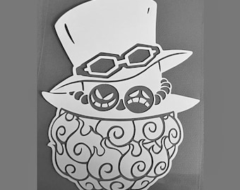 5in Window Decal flame flame devil fruit Anime Derivative Fan Art Bumper Sticker Sabo Ace One Piece Mera Mera no Mi