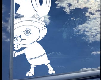 6in Tony Tony Chopper Peeking Vinyl Window Decal Anime Derivative Fan Art On.e Piec.e Bumper Sticker
