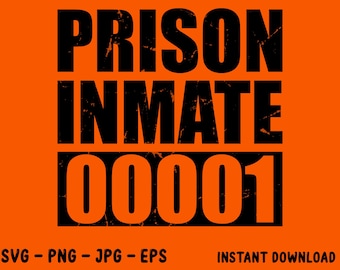Prison Inmate Kostüm SVG, Halloween Design (Digitaler Download)
