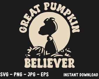 Gran Calabaza Creyente Svg, Png, Jpg, Eps, Ai, archivo de corte cricut silhouette halloween Svg, Sublimación, Descarga Digital