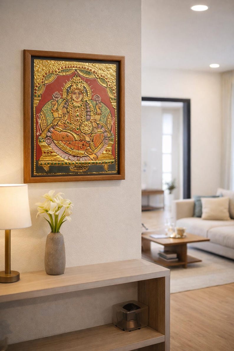 Goddess Lakshmi Tanjore Painting | Housewarming, Wedding, Anniversary ...