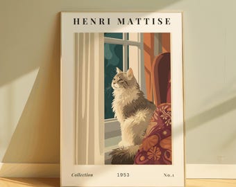 Stampa artistica del gatto di Matisse / Arredamento moderno in stile boho